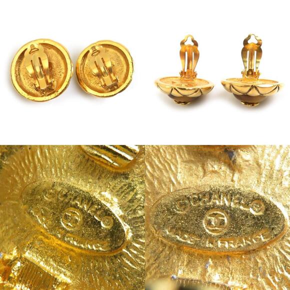 CHANEL Brown Logo Earrings